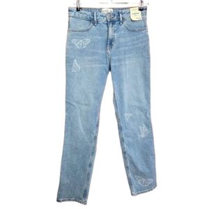Abercrombie kids high rise straight jeans butterflies sz 15/16 nwt